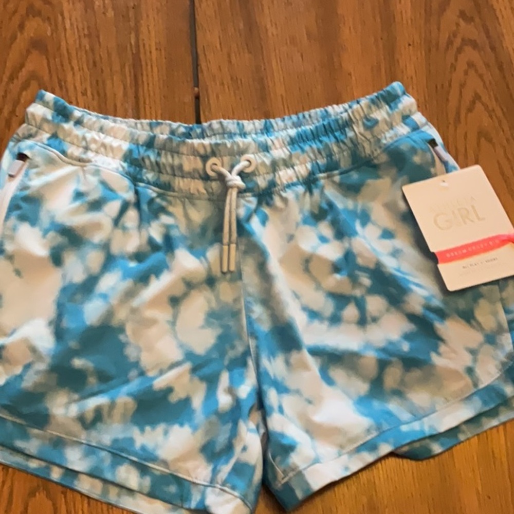 Athleta Blue and White Tie-Dye Shorts